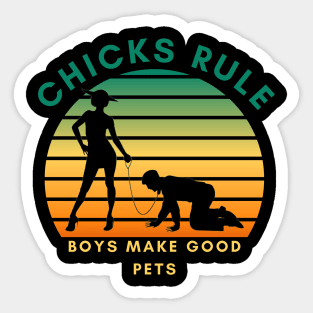 Chicks Rule Boys Make Good Pets Humor Female Empowerment Feminism Sticker